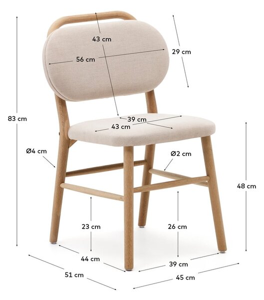 Bézs étkezőszék szett 2 db-os Helda – Kave Home