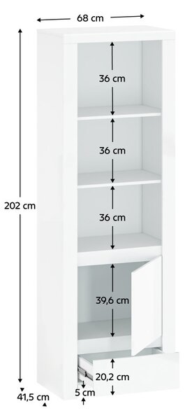 Polcállvány 1D1S, fehér fényes, LINDY