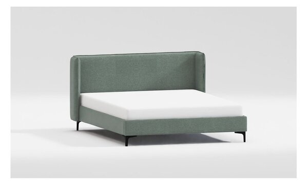 Zöld kárpitozott franciaágy ágyráccsal 200x200 cm Basti – Ropez