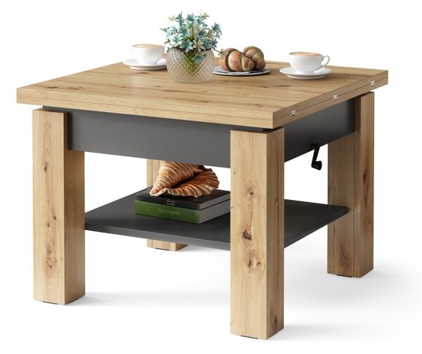 Mazzoni CLEO Artisan Tölgy/Antracit (Sötétszürke) - NYITHATÓ/ MAGASÍTHATÓ DOHÁNYZÓASZTAL ÉTKEZŐASZTAL ÉS DOHÁNYZÓASZTAL EGYBEN