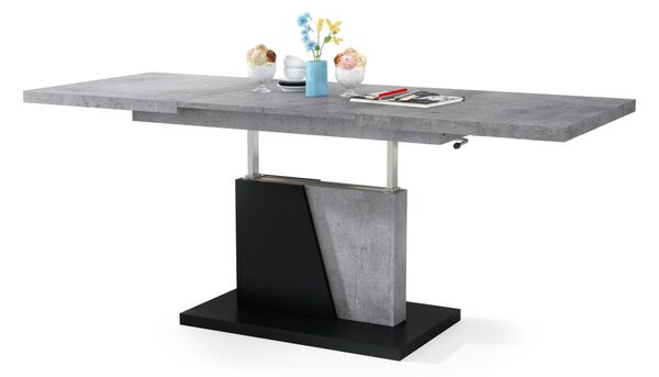 Mazzoni GRAND NOIR Millenium Beton/Fekete Matt - MODERN DOHÁNYZÓASZTAL NYITHATÓ/MAGASÍTHATÓ ÉTKEZŐASZTAL ÉS DOHÁNYZÓASZTAL EGYBEN