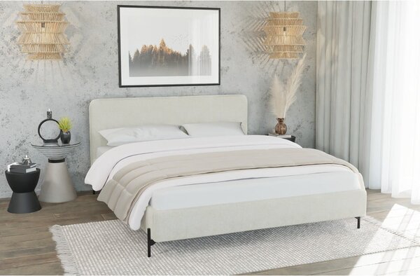 Bézs kárpitozott franciaágy ágyráccsal 200x200 cm Barker – Ropez