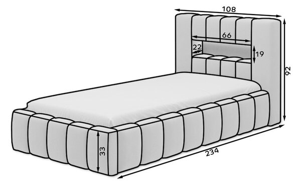 Sötétkék kárpitozott ágyneműtartós egyszemélyes ágy ágyráccsal 90x200 cm Lamica – ELTAP