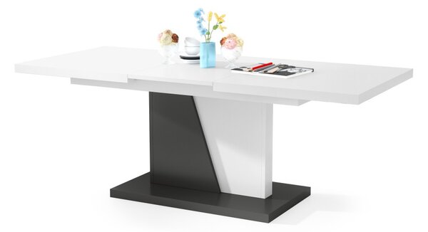 Mazzoni NOIR Fehér Matt/Antracit (Sötétszürke) - MODERN BŐVÍTHETŐ DOHÁNYZÓASZTAL NAPPALIBA