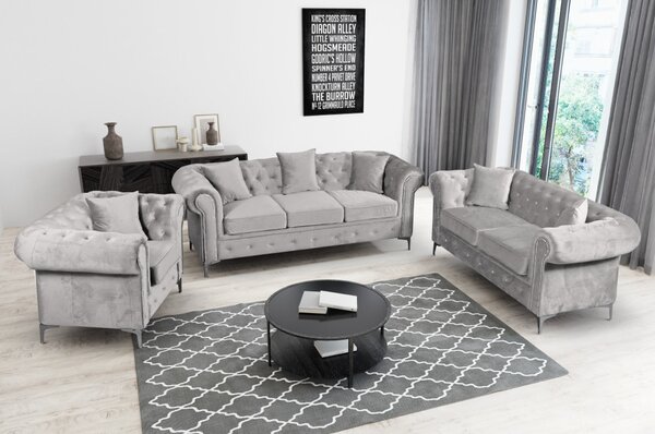Luxus 2-es ülés, világosszürke Velvet szövet, ROMANO