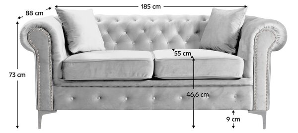 Luxus 2-es ülés, világosszürke Velvet szövet, ROMANO