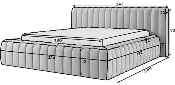 Bézs kárpitozott ágyneműtartós franciaágy ágyráccsal 180x200 cm Carilla – ELTAP