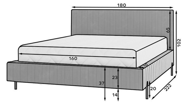 Zöld kárpitozott ágyneműtartós franciaágy ágyráccsal 160x200 cm Plissa – ELTAP