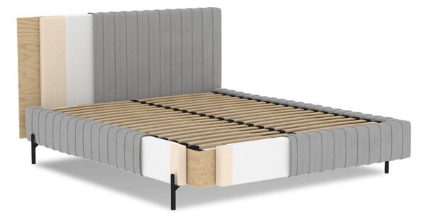 Zöld kárpitozott ágyneműtartós franciaágy ágyráccsal 160x200 cm Plissa – ELTAP