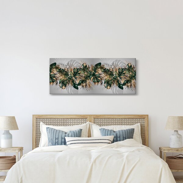Kép - Gold-green, trópusi levelek (120x50 cm)