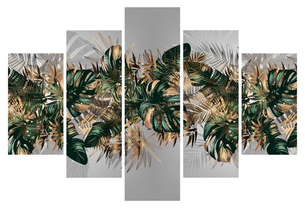 Kép - Gold-green, trópusi levelek (150x105 cm)