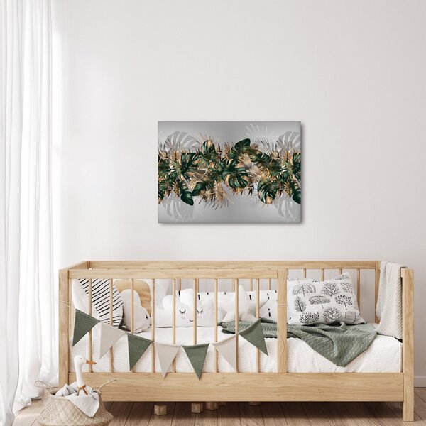 Kép - Gold-green, trópusi levelek (70x50 cm)