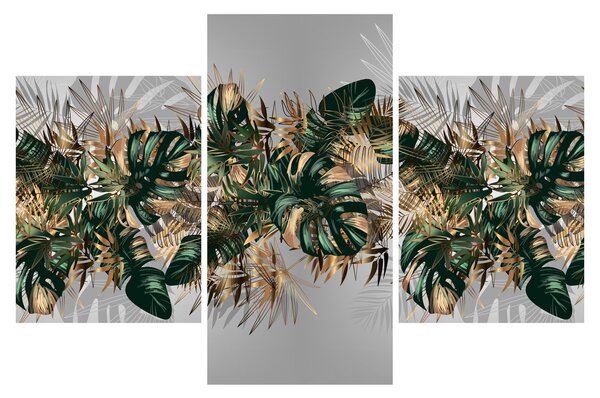 Kép - Gold-green, trópusi levelek (90x60 cm)