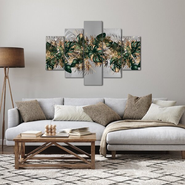 Kép - Gold-green, trópusi levelek (150x105 cm)