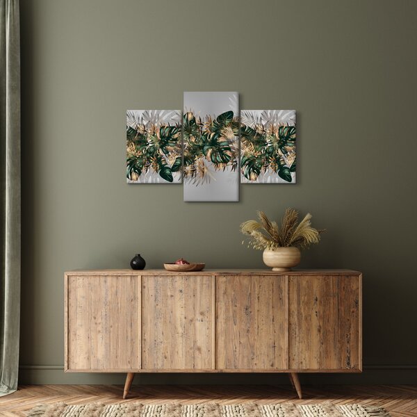 Kép - Gold-green, trópusi levelek (90x60 cm)