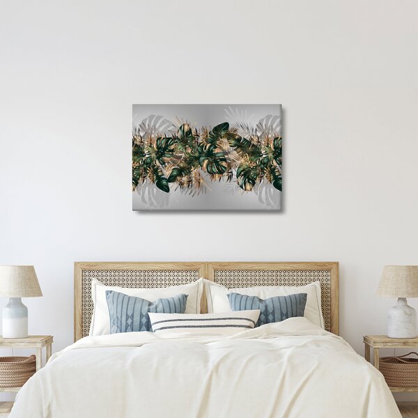Kép - Gold-green, trópusi levelek (70x50 cm)