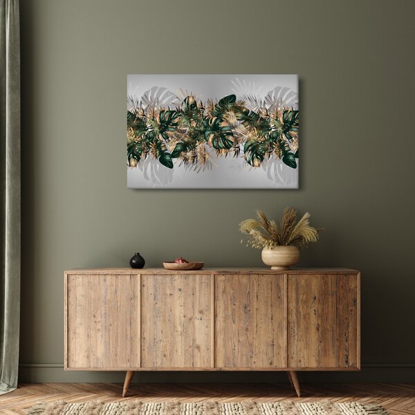 Kép - Gold-green, trópusi levelek (90x60 cm)