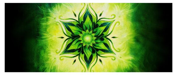 Kép - Virág mandala zöld háttérrel (120x50 cm)