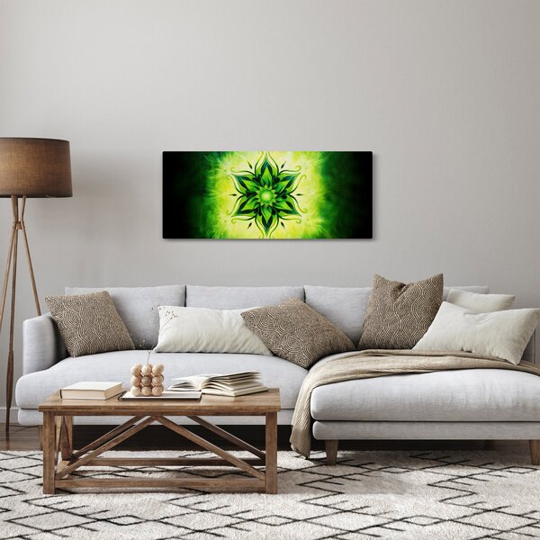 Kép - Virág mandala zöld háttérrel (120x50 cm)