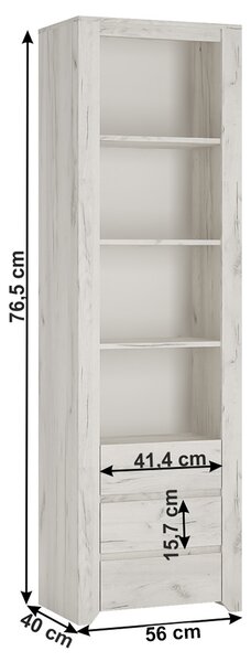 Könyvespolc typ 11, fehér craft, ANGEL