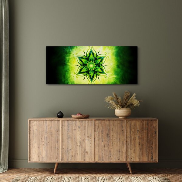 Kép - Virág mandala zöld háttérrel (120x50 cm)