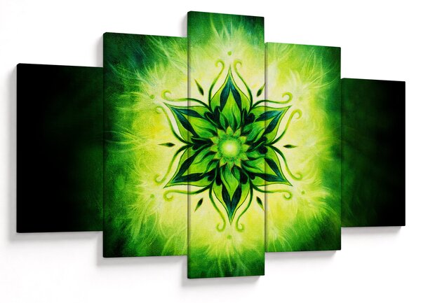 Kép - Virág mandala zöld háttérrel (150x105 cm)