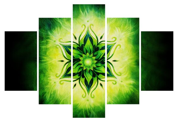 Kép - Virág mandala zöld háttérrel (150x105 cm)