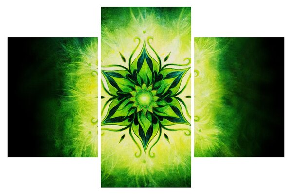 Kép - Virág mandala zöld háttérrel (90x60 cm)