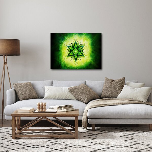 Kép - Virág mandala zöld háttérrel (70x50 cm)