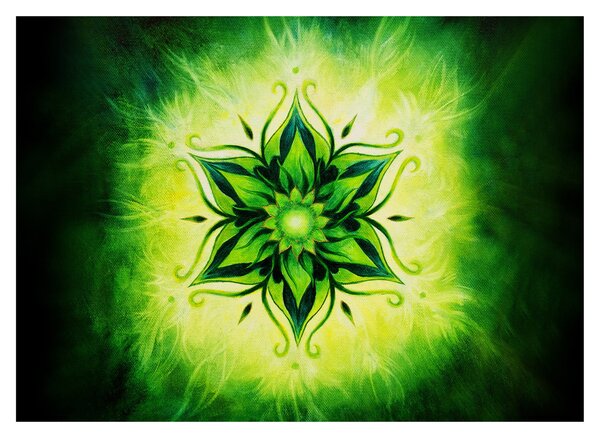 Kép - Virág mandala zöld háttérrel (70x50 cm)