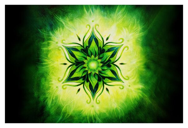 Kép - Virág mandala zöld háttérrel (90x60 cm)