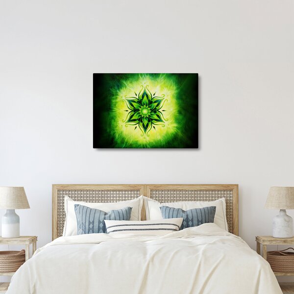 Kép - Virág mandala zöld háttérrel (70x50 cm)