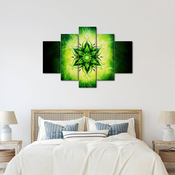 Kép - Virág mandala zöld háttérrel (150x105 cm)