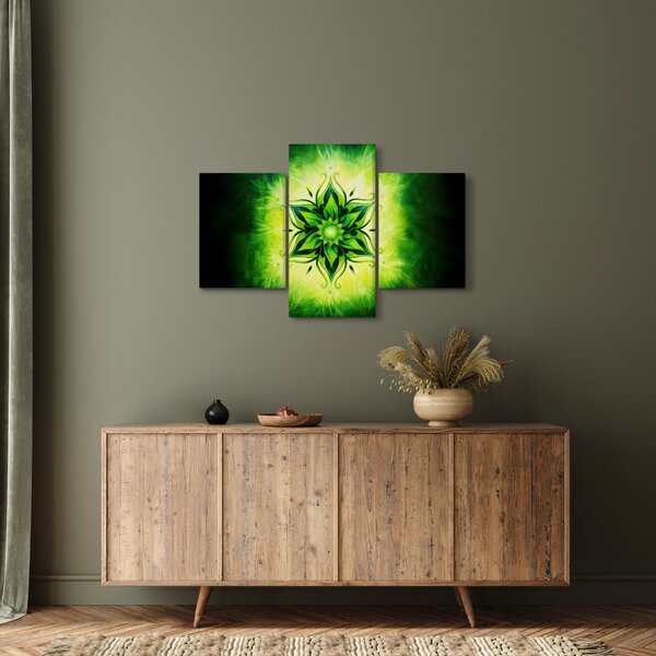 Kép - Virág mandala zöld háttérrel (90x60 cm)
