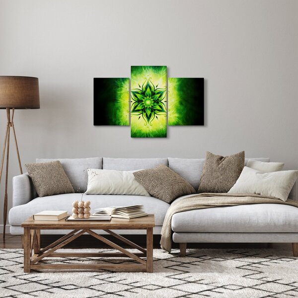 Kép - Virág mandala zöld háttérrel (90x60 cm)
