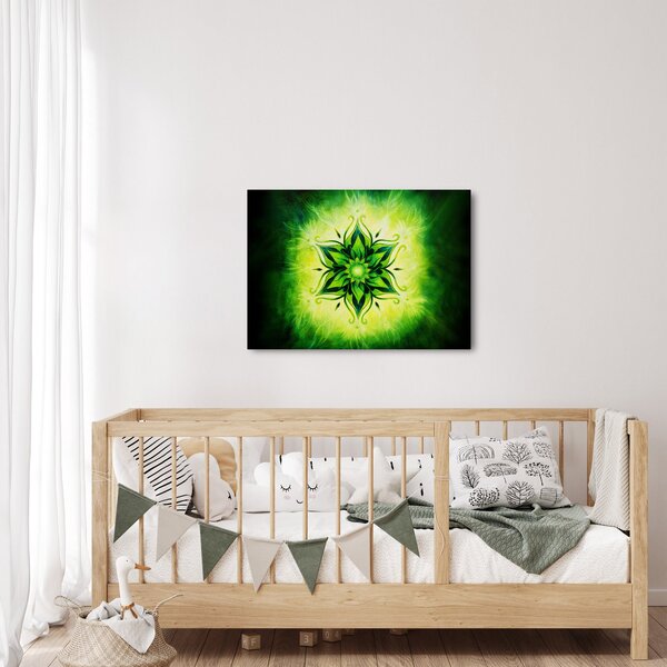 Kép - Virág mandala zöld háttérrel (70x50 cm)
