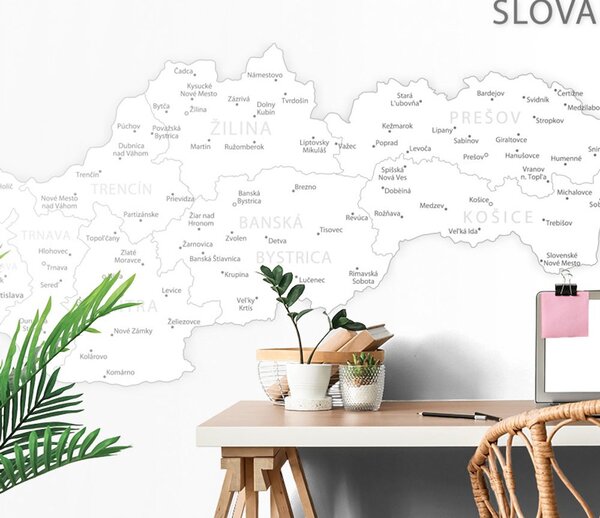 Öntapadó tapéta Szlováki térképe fekete fehérben