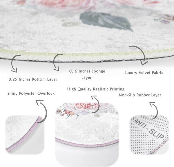 Fehér-rózsaszín mosható-robotporszívóval tisztítható kerek szőnyeg ø 80 cm Comfort – Mila Home