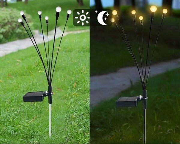 Polifach 6 LED-es kerti Napelemes Lámpa 72cm (P-376) - fekete