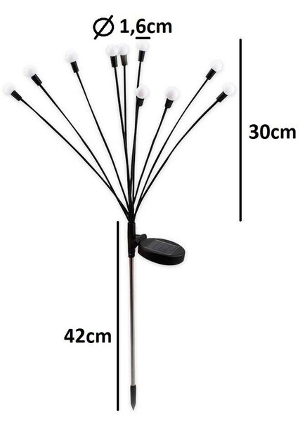 Polifach 6 LED-es kerti Napelemes Lámpa 72cm (P-376) - fekete