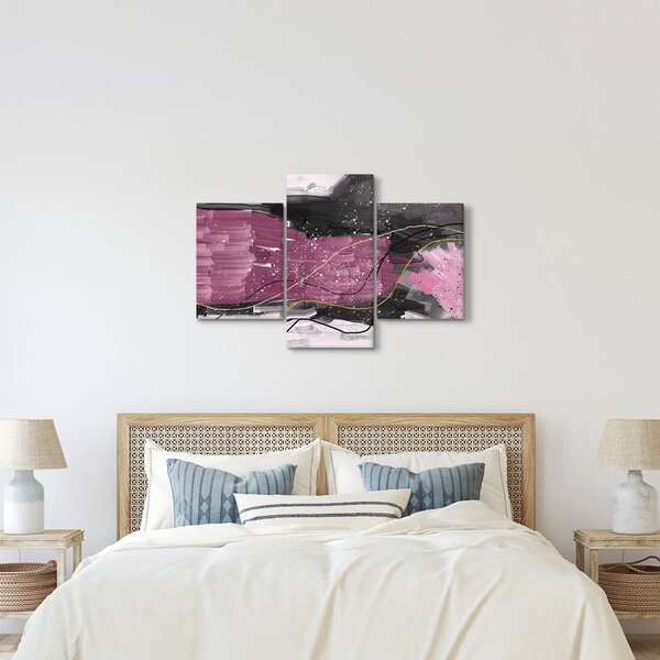 Kép - Rózsaszín-fekete absztrakció (90x60 cm)