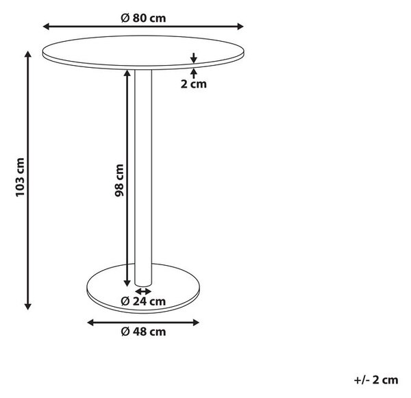 Bárasztal MORELLA Világosbarna/fehér 80 cm 80 cm