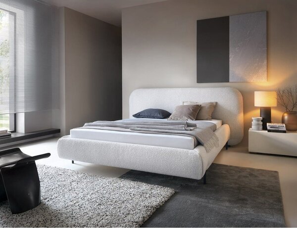 Bézs kárpitozott ágyneműtartós franciaágy ágyráccsal 180x200 cm Pointt – ELTAP