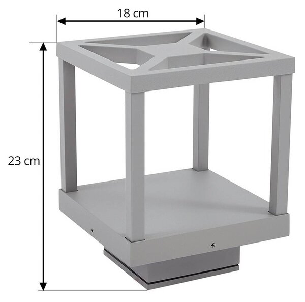Lucande LED talapzati világítás Lealan, szürke, fém, 23 cm, IP54, Alu / szürke / cink, Alumínium, Modern