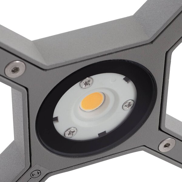 Lucande LED talapzati világítás Lealan, szürke, fém, 23 cm, IP54, Alu / szürke / cink, Alumínium, Modern