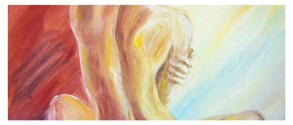 Pihenő nő képe, olajfestmény (120x50 cm)