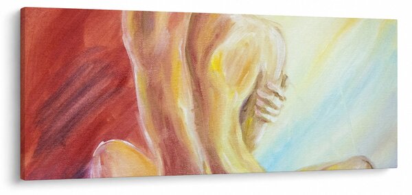 Pihenő nő képe, olajfestmény (120x50 cm)