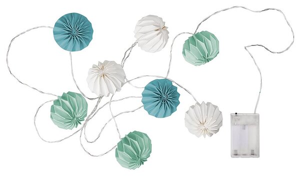 HANAMI LED-es égősor, fehér-zsályazöld-petrol 8 égő