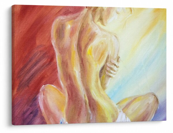 Pihenő nő képe, olajfestmény (70x50 cm)