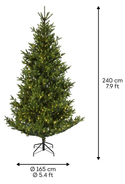 Nordmann mű karácsonyfa 240 cm – LED világítással, élethű - 231 - 260 cm - Zöld fák